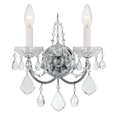 Crystorama Imperial 2 Light Clear Crystal Chrome Sconce 3222-CH-CL-I